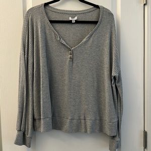 True Craft Gray Thermal Cozy Cabin Button Top, 2XL